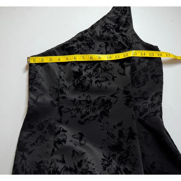 Prosecco One Shoulder Mini Dress Women 6 Black Velvet Burnout Whimsigoth Party - Picture 6 of 9